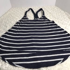 Ocean Drive Navy Striped Racerback Tank - Size S